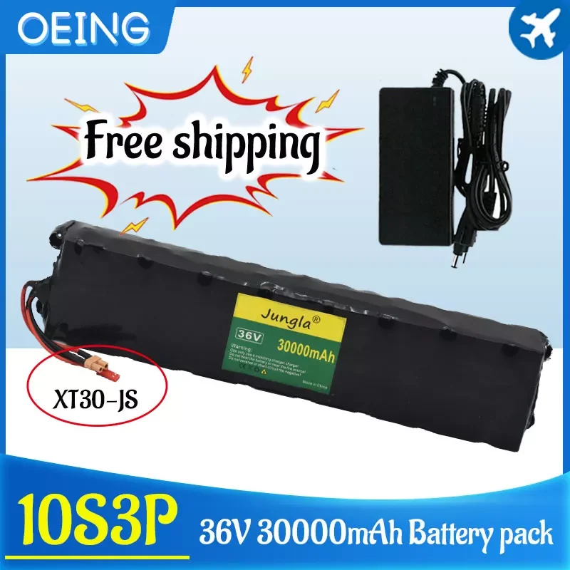 

2023New 36V 30Ah 10S3P rechargeable lithium battery pack with BMS,suitable for modified scooter electric vehicle battery XT30-JS