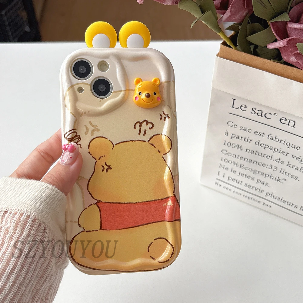 Чехол для телефона из ТПУ с 3D ушками и волнами для iPhone 13 14 15 16 Pro Max 12 Mini 11 7 8 Plus SE 16E XR (art.: 3920d144fa167) - 3920d144fa167
