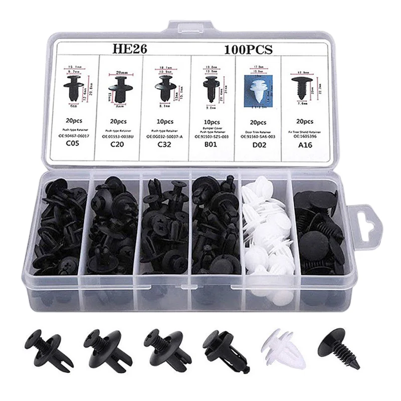 

100PCS OPP Bag Mixed Pack 6 Kinds Universal Car Buckle Plastic Fixed Buckle Fastener
