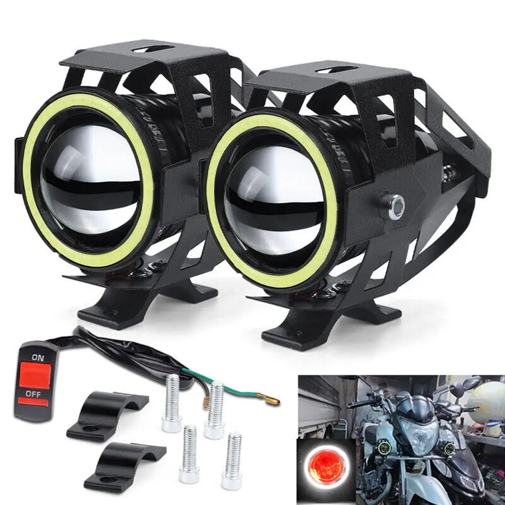 

2pcs Motorcycle Led Spotlight With Switch U7 Auxiliary Light Strobe Headlight Modified Parts For Electric Bike