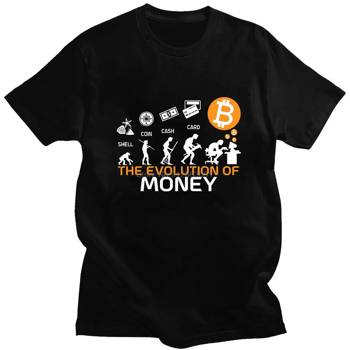 Купи Bitcoin T Shirt Funny The Evolution Of Money Shirt Bitcoin Japan Harajuku Simple Manga Print Tops Summer Men Cotton Tees за 334 рублей в магазине AliExpress