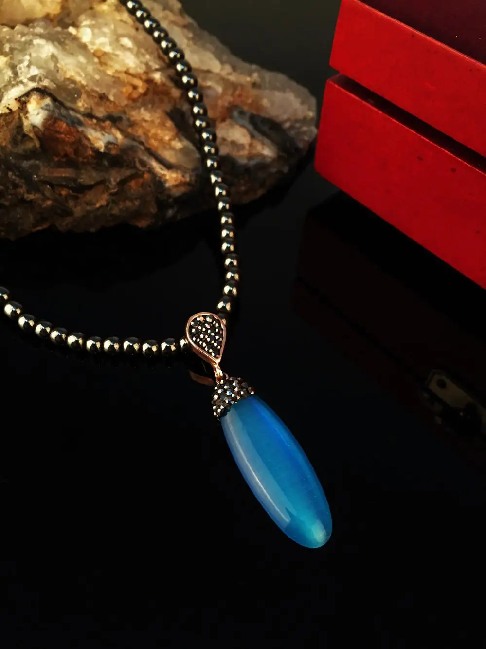 

Natural stone Women 'S Rose Gold Plated Cat 'S Eye Stone Necklace Krb279