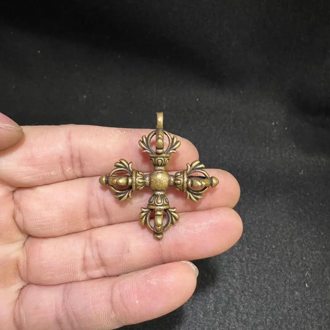Латунная статуя с орнаментом крест бриллиантовый пестик Тибетские буддийские