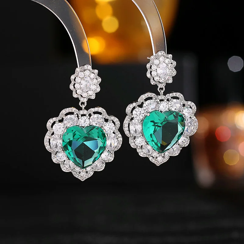

2023 New S925 Sliver Luxury Dazzling Micro Inlaid Zircon Romantic Heart Drop Earrings for Women Bridal Proposal Earring Jewelry