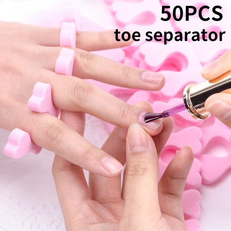 

50 Pieces/Pack Toe Separator Pink Sponge Fingers Foot Nail Art Tool Polish Nail Art Pedicure Toe Separator Pedicure