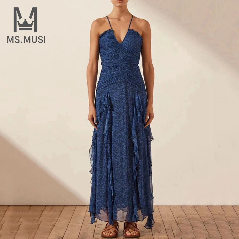 

Новинка 2023, модное женское платье-миди на бретелях с цветочным принтом