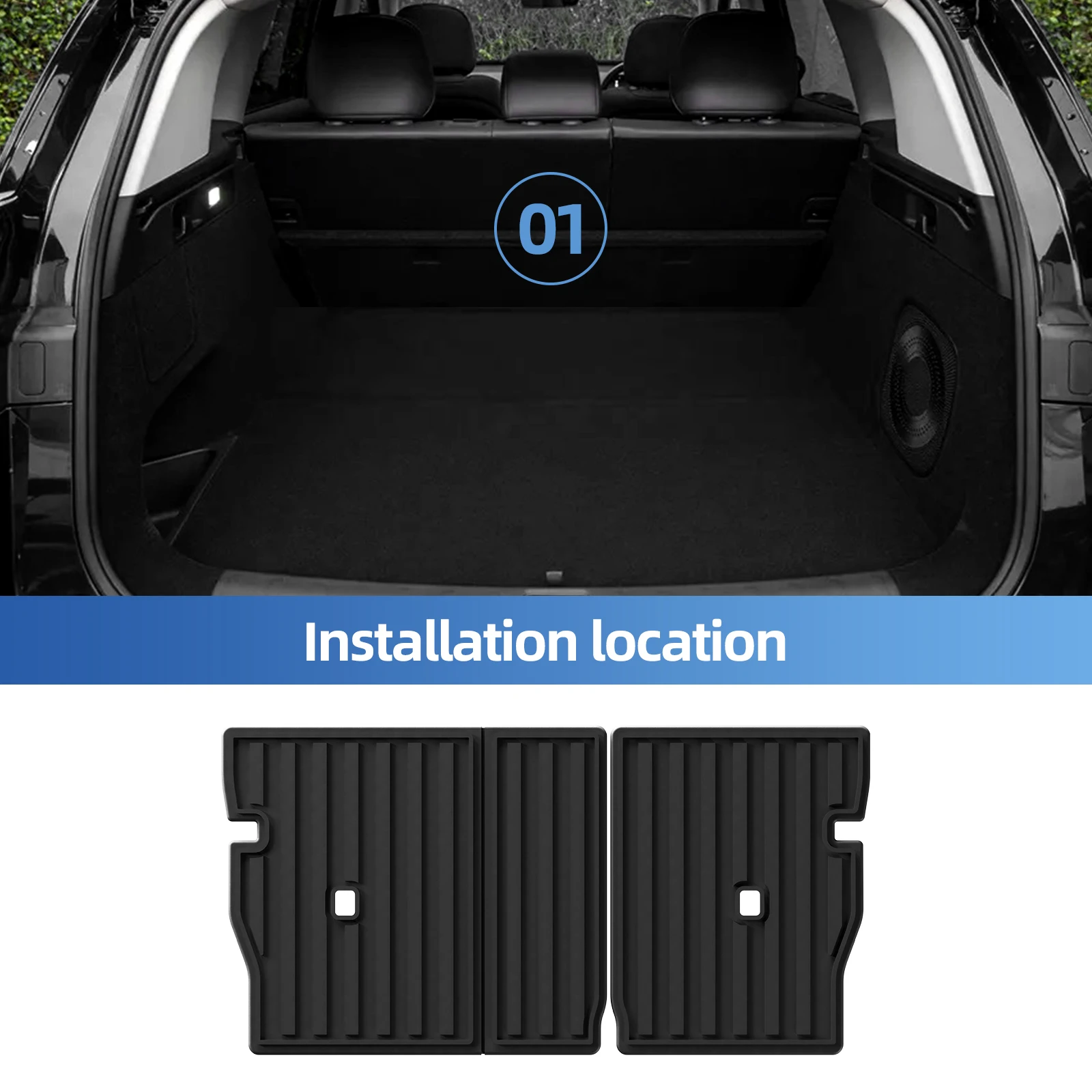 Фото для Leapmotor C10 2024-2027: всепогодные коврики из ТПЭ, вкладыш в багажник, накладка на спинку сиденья, аксессуары, черный цвет №3