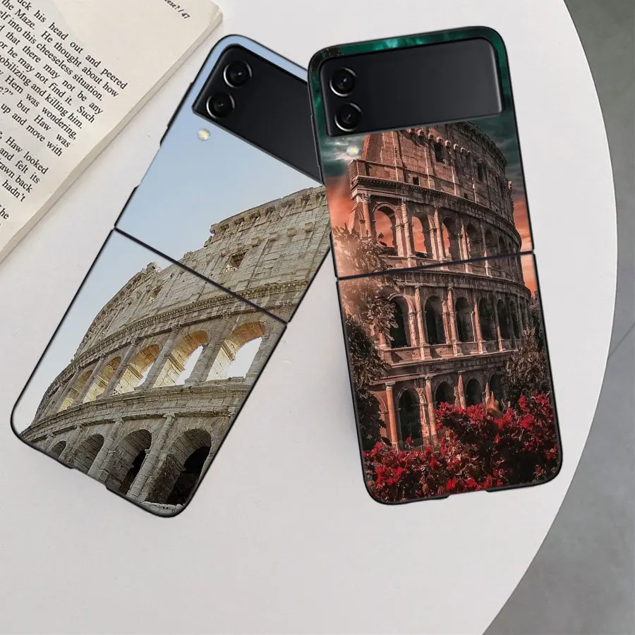 Чехол Colosseum Rome Italy для Samsung Galaxy Z Flip 6 5G 5 4 3 черный жесткий чехол сотового телефона