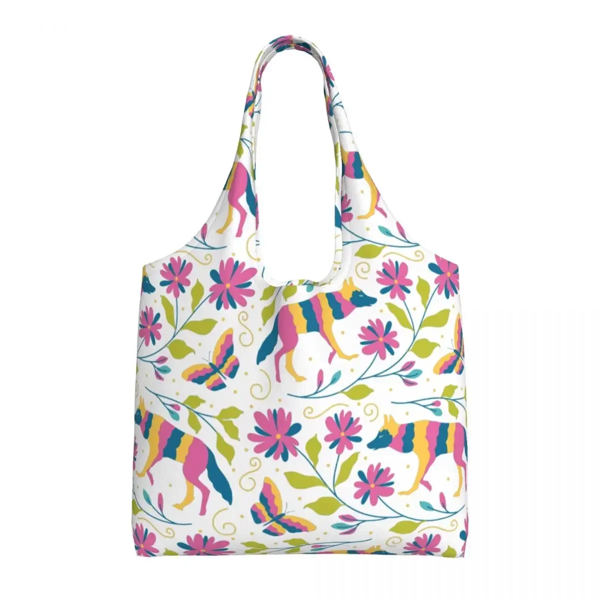 Сумка-тоут с мексиканской вышивкой отами на заказ и волками прочная парусиновая