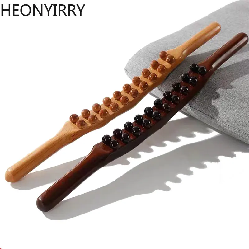 

8/20 Beads Rolling Pin Universal Back Needle Massage Tendons Beech Wood Scraping Stick Point Treatment Guasha Relax Therapy Tool