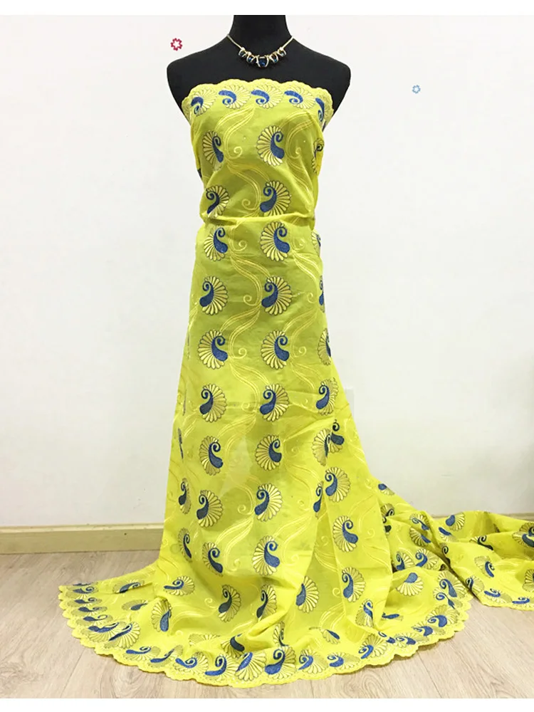 Африканская сухая кружевная Женская швейцарская вуаль ткань 5 ярдов 1023 вышивка