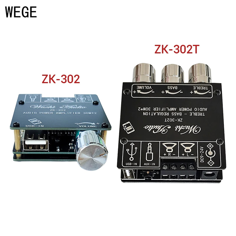 WEGE ZK-302 302T 30Wx2 2 0 канальная стерео аудио цифровая плата усилителя мощности BT 5 1