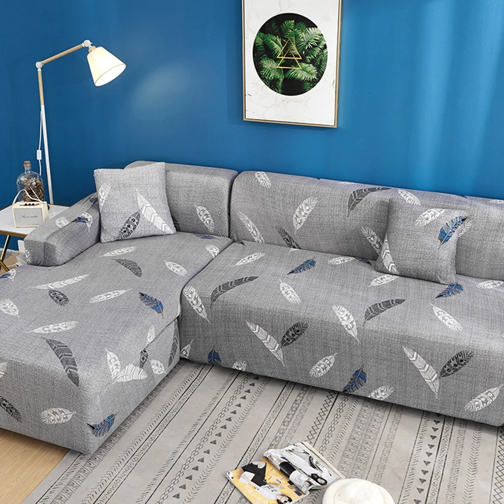 

Mutil Style Sofa Cover for Living Room 1/2/3/4 Seat Lshaped Couch Stretch Slipcover Fresh Style Beige Gray Feather