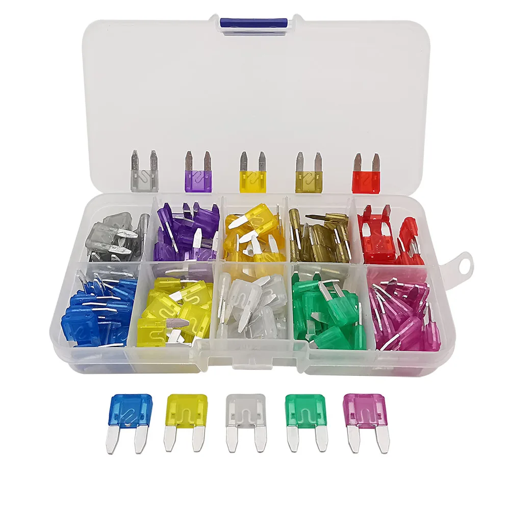 

120Pcs Small Size Blade Car Fuse Assortment Set for Auto Car Truck 2A 3A 5A 7.5A 10A 15A 20A 25A 30A 35A Fuses with Plastic Box