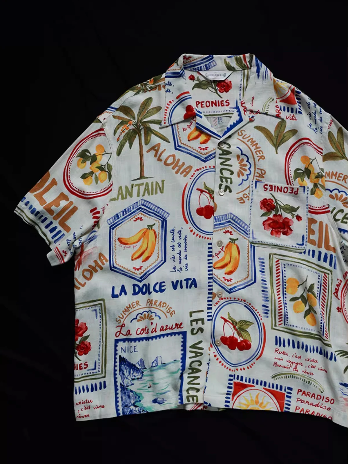 Второй заказ рубашка Aloha в стиле масляной живописи с кубинским воротником и