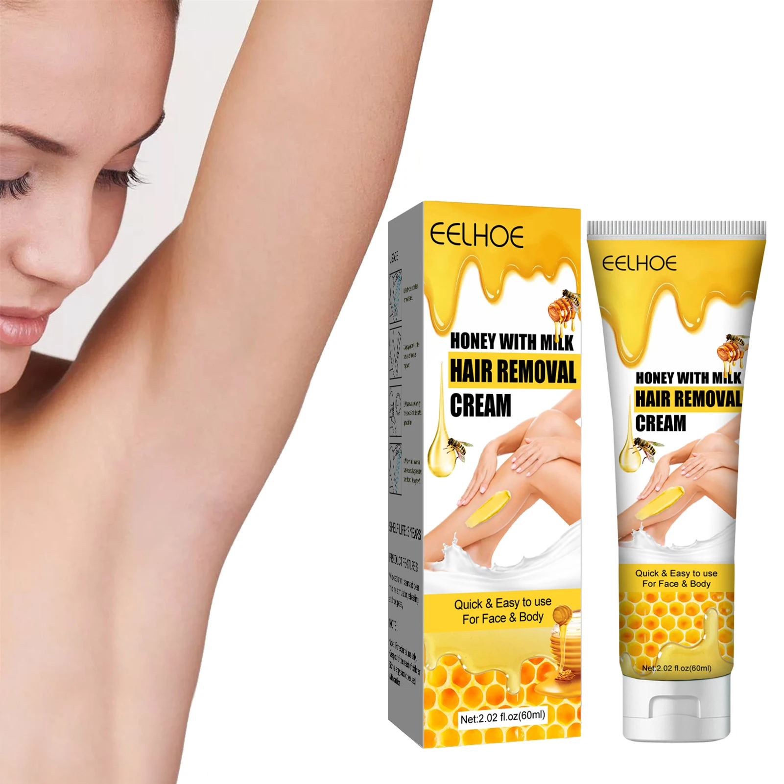 

Painless Hair Removal Cream Face Arm Leg Back Underarms Bikini Line Full Body Repair Gentle Non-Irritating Skin Care