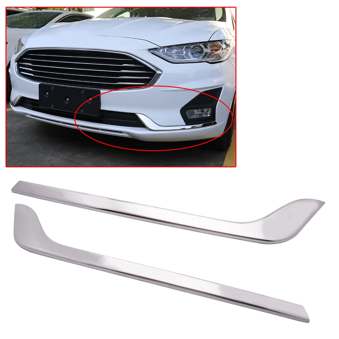 

Стальной Хромированный передний бампер, спойлер в полоску для Ford Fusion Mondeo 2019
