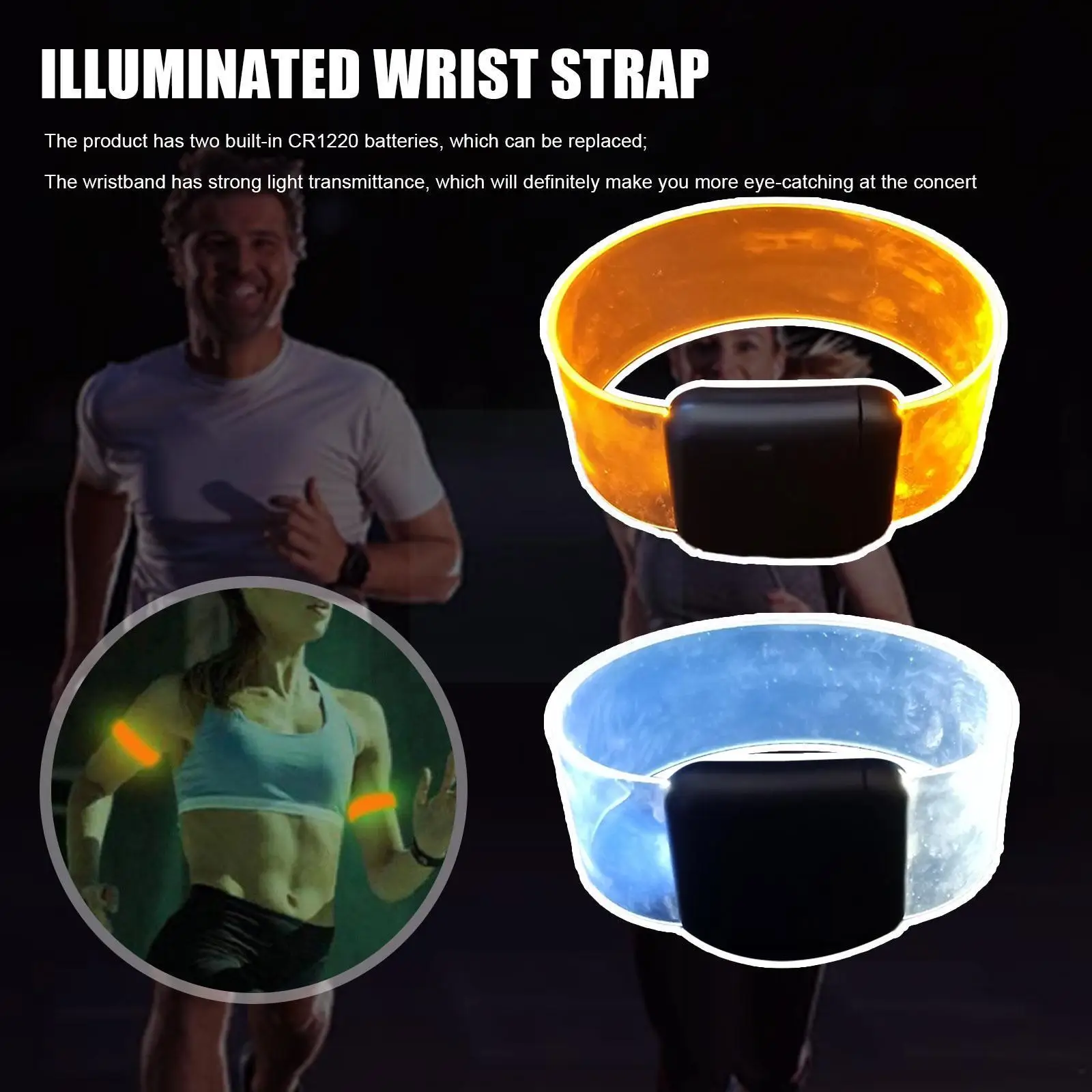 

Светящийся наручный ремешок G1t9, светодиодный регулируемый светящийся браслет для бега, концерта, танца, клуба, светящийся браслет для бара ...