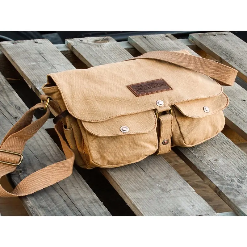 Men's Vintage Canvas  Satchel School Military Shoulder Messenger Crossbody Hiking Bag