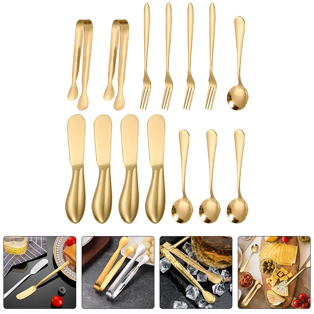 

1 Set Cutting Gift Household Cheese Fork Coffee Spoon Dessert Fork for Kitchen Canteen Restaurant