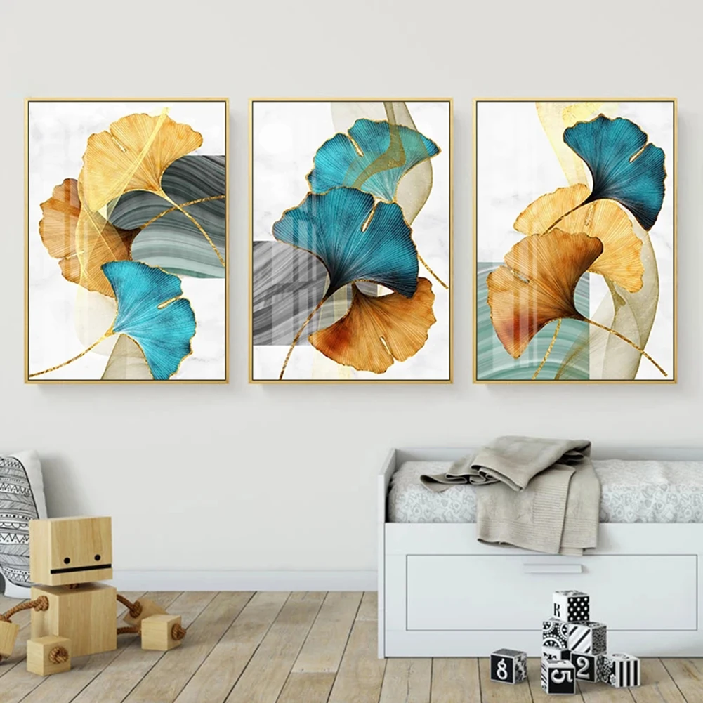 

Leaf Plant Flower Canvas Poster Abstract Painting Wall Art Print Nordic Modern Pictures For Home Bedroom Decoration