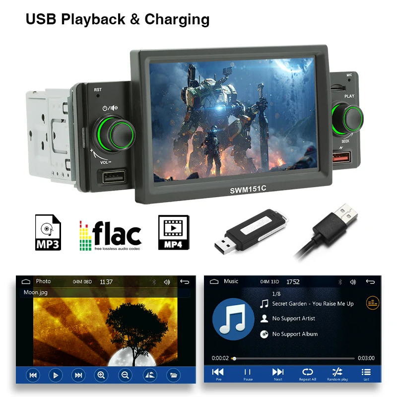 1 Din Radio samochodowe CarPlay z systemem Android Auto 5 Cal MP5 odtwarzacz Bluetooth bezprzewodowy A2DP USB odbiornik FM System Audio jednostka główna SWM151C 3 1 Din Radio samochodowe CarPlay z systemem Android Auto 5 Cal MP5 odtwarzacz Bluetooth bezprzewodowy A2DP USB odbiornik FM System Audio jednostka główna SWM151C 3