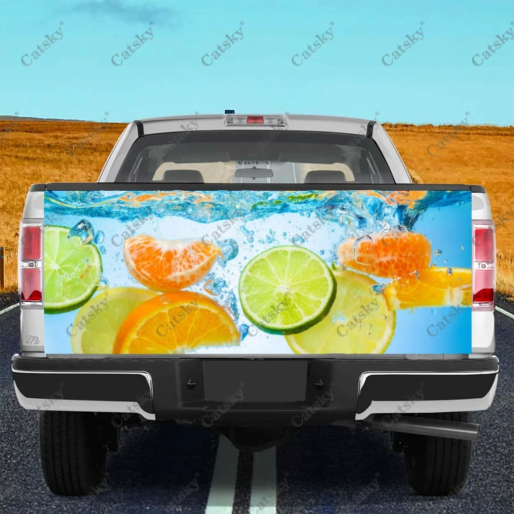 

Летняя крутая наклейка с принтом фруктов для защиты БАГАЖНИКА АВТОМОБИЛЯ, наклейка для кузова автомобиля, украшение для внедорожника, универсальный пикап