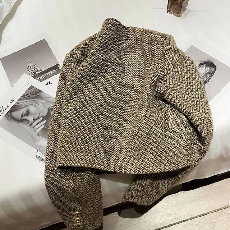 Большой брендовый встречный распродажа изящный твидный французский короткий