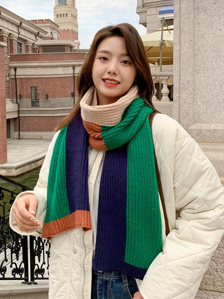 Модный женский милый зимний шарф из искусственного кашемира в стиле ретро теплый