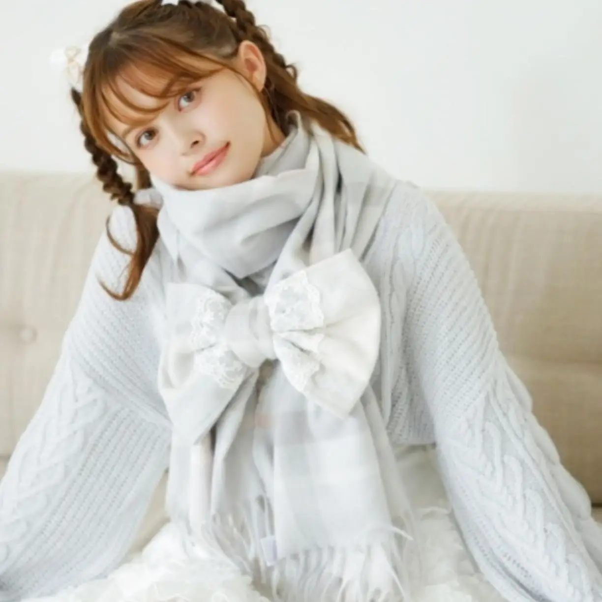 Японский Лиз новый ленивый ветер для девочек милый клетчатый кружевной шарф с