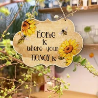 welcome door sign autumn sunflowers bee wall plaque rustic hanging decorations for festival porch house front door farmhouse