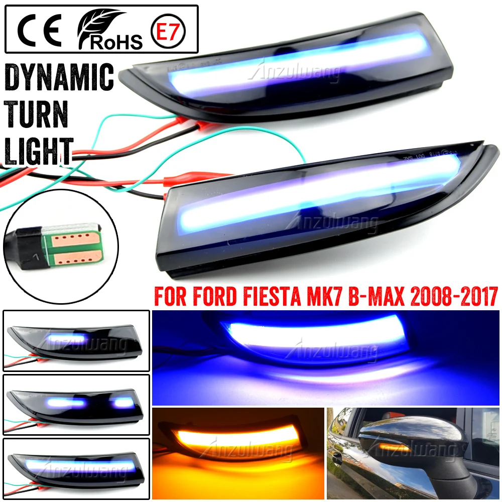 High Quality For Ford Fiesta Mk7 2008-2017 B-MAX B232 Dynamic Turn Signal Light LED Side Rearview Mirror Sequential Indicator images - 6