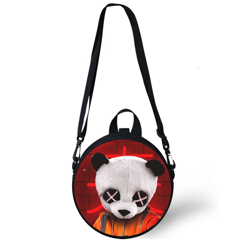 Street fashion panda Child kindergarten Bag 3D Print Crossbody Shoulder Bags For School Women Mini Round Bagpacks Rugtas Bag