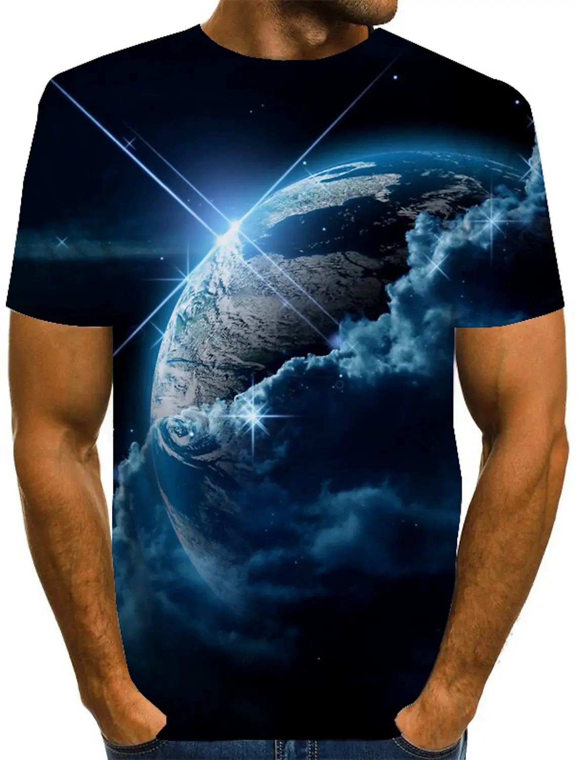 

Men's T Shirt Space Earth Graphic T Shirts 3D Printing Casual T-shirt Funny Short Sleeves Summer Fashion Men's Clothing Tops