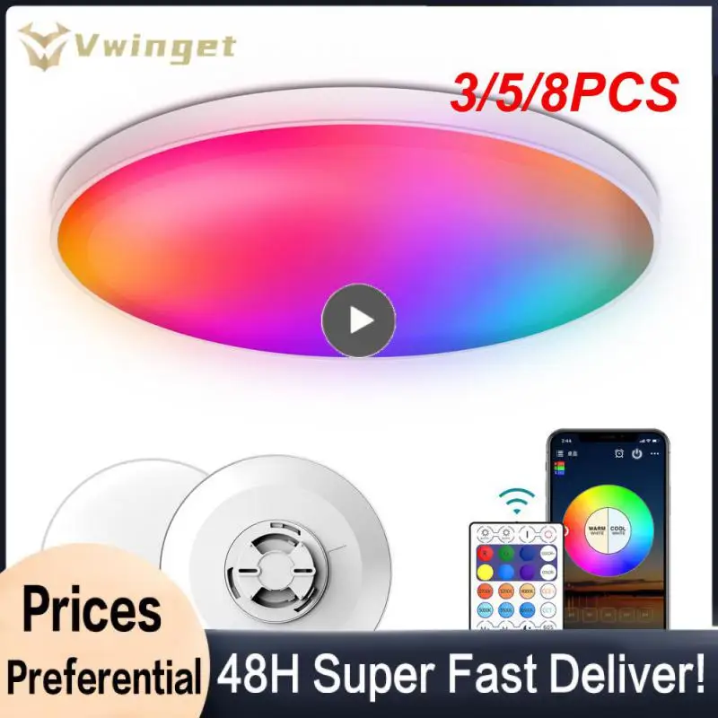 

3/5/8PCS Works With Alexa Google Assistant Led Lamp Voice Control Wifi Smart Led Ceiling Light Rgb Dimmable App Control