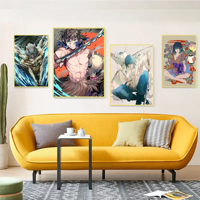 

Hashibira Inosuke Retro Kraft Paper Poster For Living Room Bar Decoration Aesthetic Art Wall Painting
