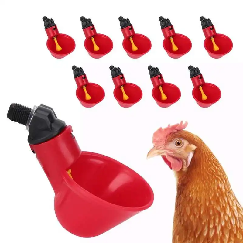 

10Pcs Poultry Drinker Chicken Automatic Drinker Waterer Water Bowl Drinking Water Tool Cage Accessories Farm Animal Feeding