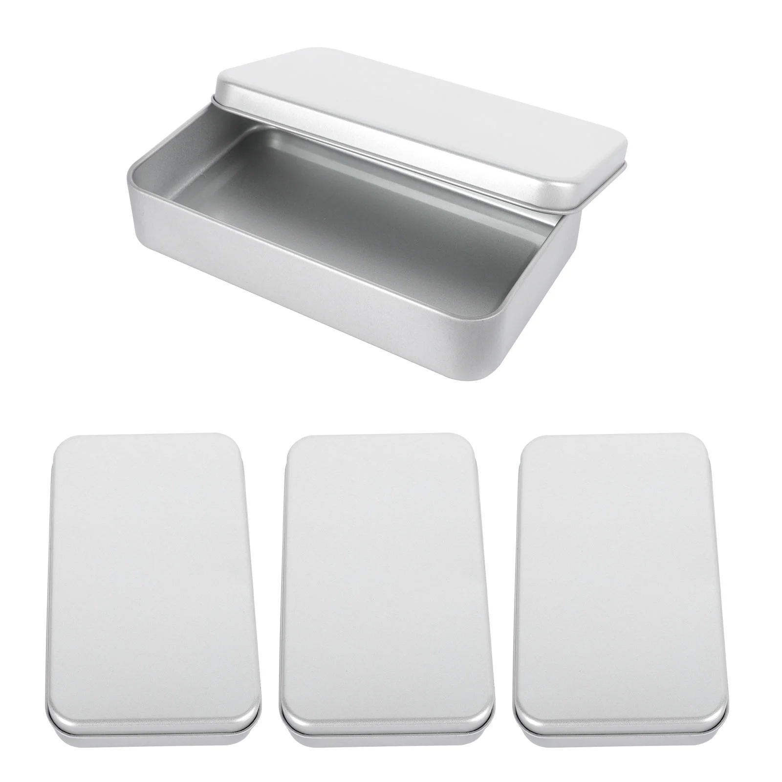 4Pcs Tinplate Cards Canister Rectangular Box Game Cards Canister Plaything Cards Box for Coins Check Photos