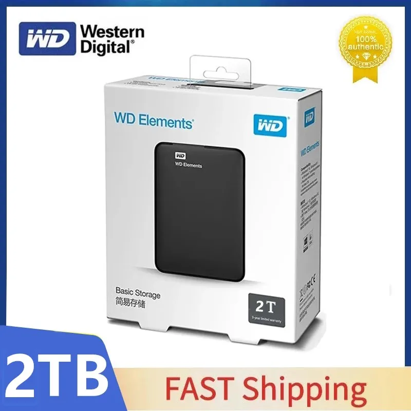 Вестерн Диджитал ВД Элементс 2ТБ 2.5" Портативный Жесткий Диск USB 3.0 Диск 2Т Жесткий Диск Внешнее Хранилище Оригинал он.