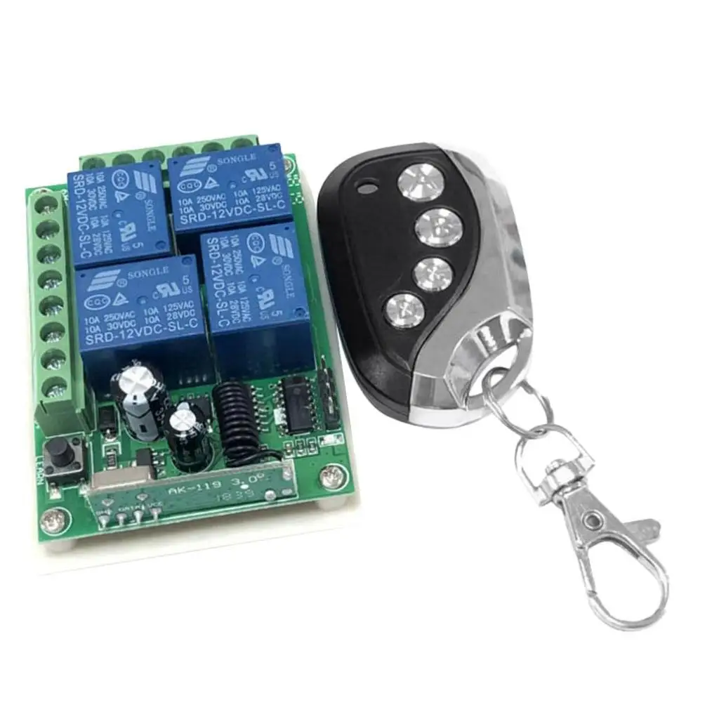 

Универсальный пульт дистанционного управления 433-4-канальный модуль релейного приемника и электронный замок, набор «сделай сам» (черный)