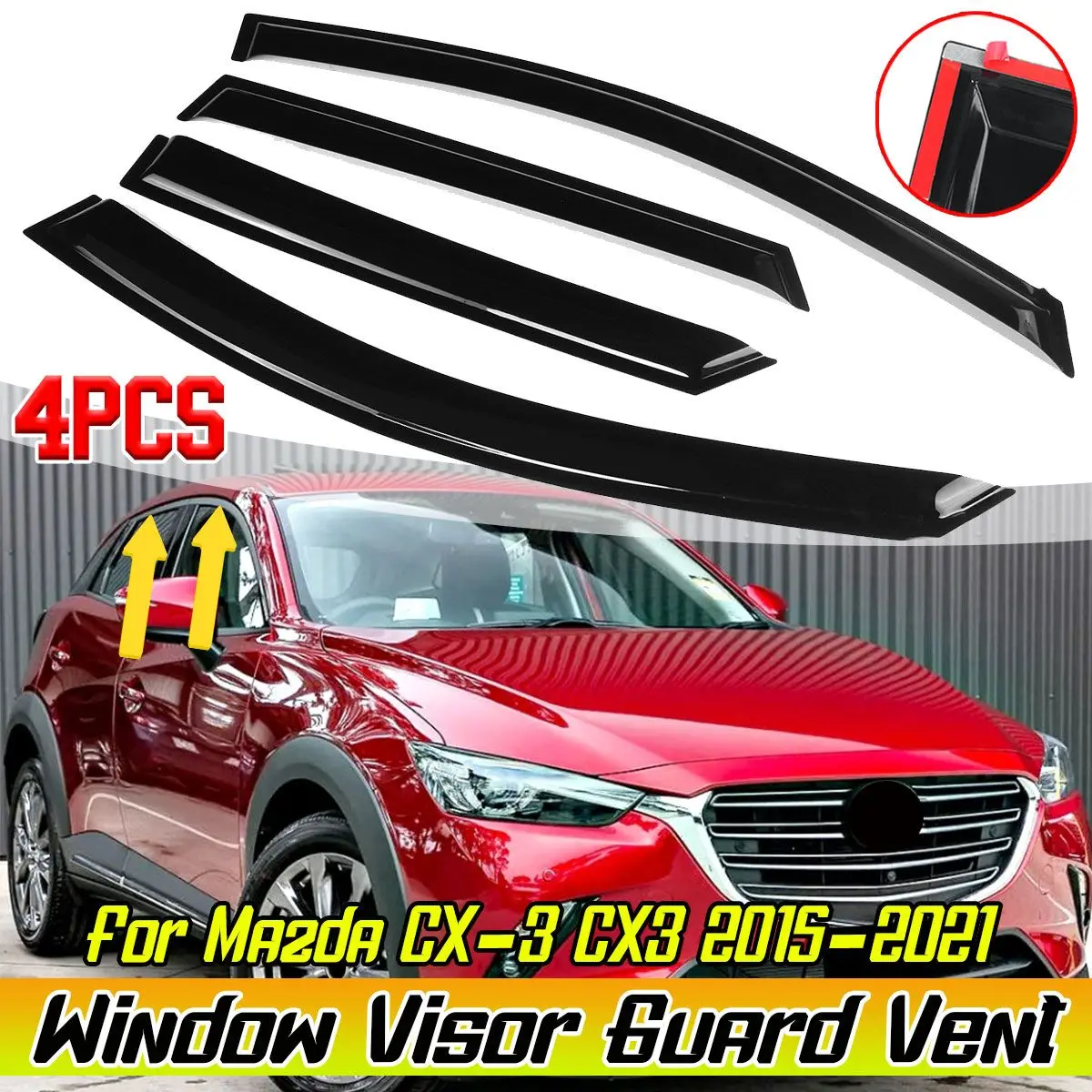 

4pcs Car Side Window Deflector Visor Vent Wind Shields Sun Rain Guards For Mazda CX5 CX-5 2017-2022 For CX-3 CX3 2015-2021