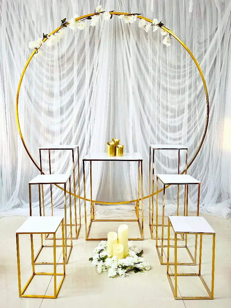 

8pcs Wedding Birthday Stage Big Circle Flower Ornament Arch Plinth Table Holder Candy Food Cake Drink Cupcake Cookie Holder