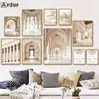 Бежевый цветочный плакат, Исламская фотография, тадж-махал, здание, настенная живопись, мусульманская картина, домашний декор