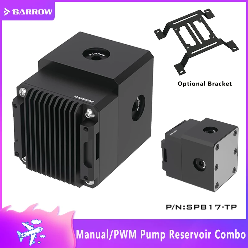 

Barrow 17W Water Pump Tank Integrated Manual / PWM Control Lift 6m 960L/H POM Computer Liquid Cooling Reservoir G1/4" Connecting