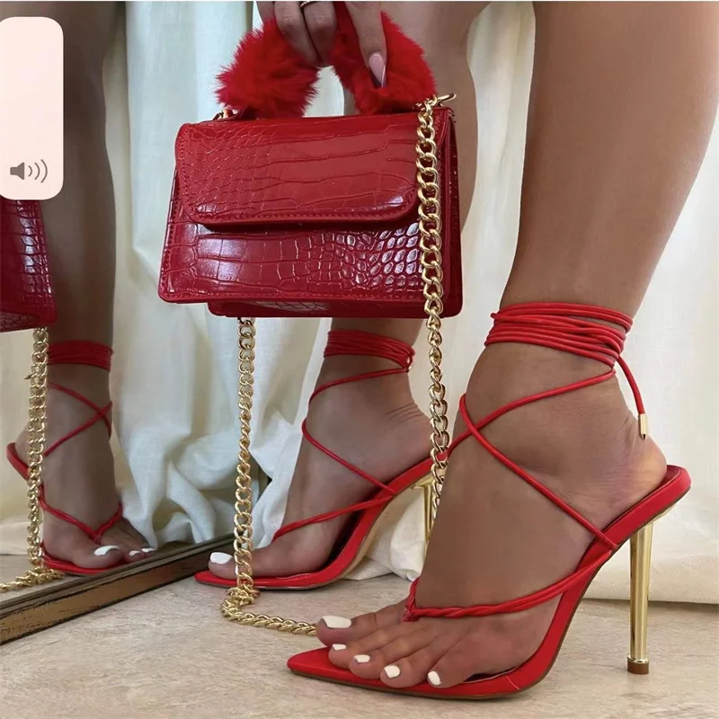 

Women Sandals Sexy Summer Shoes Gladiator Clip Toe High Heels Bandage Buckle Strap Pumps Squre Toe Ladies Party Fashion Stiletto