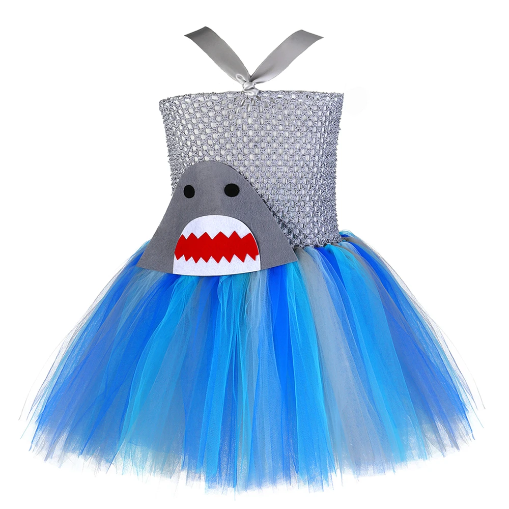 

Girls Shark Tutu Dress Under The Sea Birthday Party Dresses Kids Toddler Photo Prop Halloween Ocean Fish Costume Girls Clothes