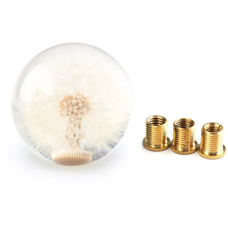 

Racing Crystal Ball Dandelion Real Flowers Shift Knob Universal Shift Head With Three Threaded Adapters Car Accessories 70MM