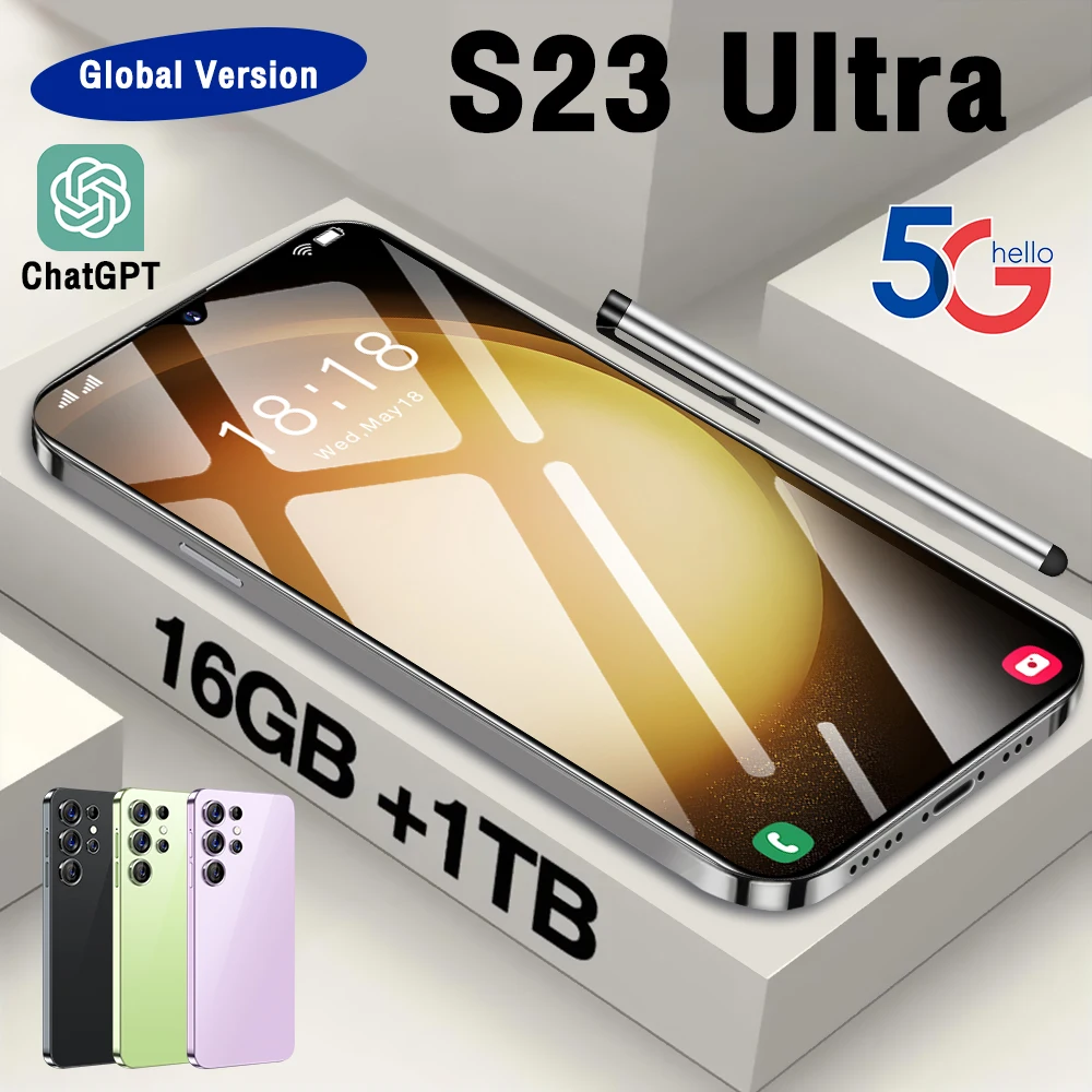 

New S23 Ultra Android Smart Phone 6800mAh 16+1TB 7.2Inch Mobile Phones HD Screen 5g Smart Phone Unlock