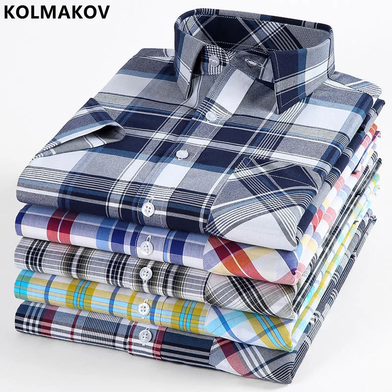 

2022 Summer New Men's Classic Fashion Casual Plaid Short Sleeve Cotton Shirt Men's Casual Slim Size High Quality Shirt M-7XL