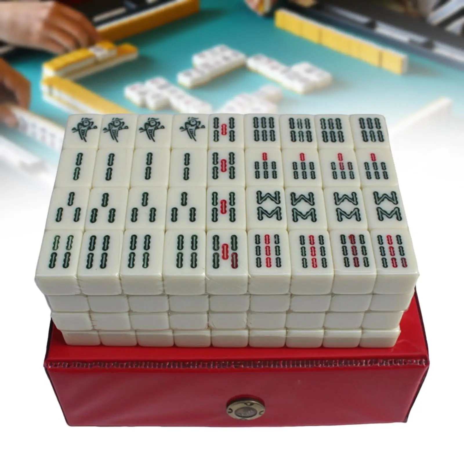 Mahjong With Storage Box Traditional For Family Game Carved Numbers Games
